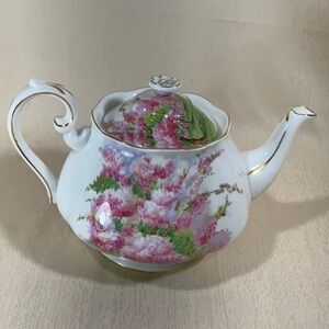 Royal Albert Blossom Time Teapot with Green and Pink Accents
